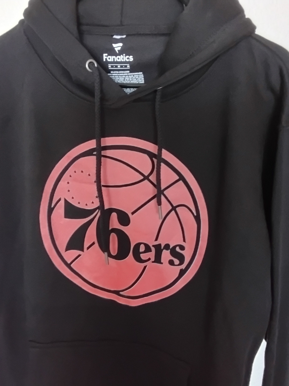 Fanatics Men's 76ers Black Hoodie with Pink Logo